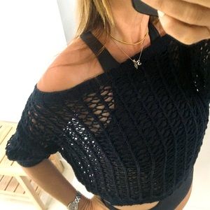 Gilly Hicks Cropped Crochet Sweater